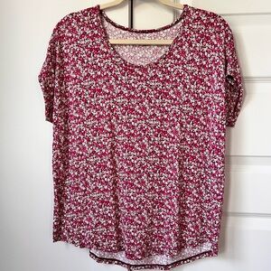 Lands’ End Petite L Berry Floral Print Tee